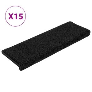 vidaXL Maty na schody 15 szt. 65x21x4 cm, czarne, prostokątne krawędzie