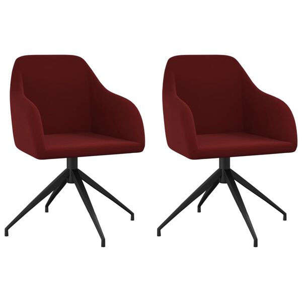 vidaXL Krzesła stołowe, 2 szt., winna czerwień, obite aksamitem