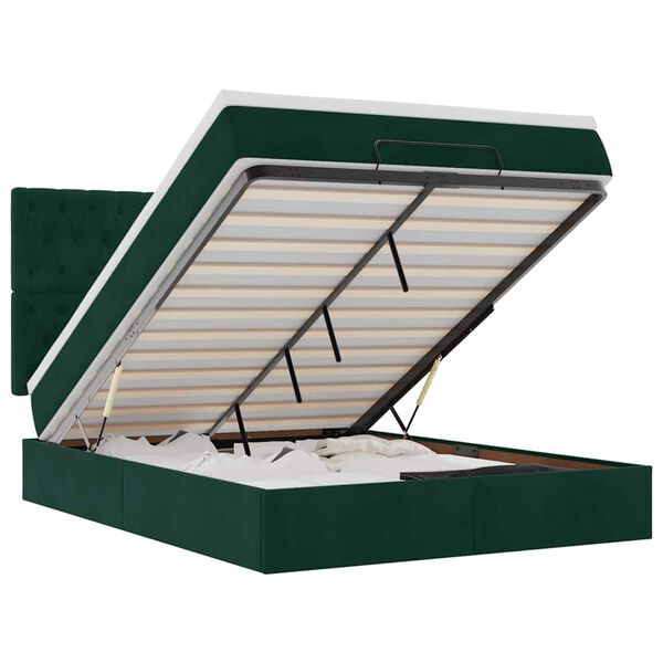 vidaXL Rama ł&oacute;żka otomana z materacami, zielona, 140x190 cm, aksamit