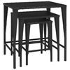 vidaXL Stoliki wsuwane pod siebie, 3 szt., czarne, rattan PE