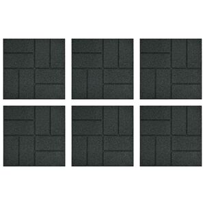 vidaXL Kamień kroczący 6 pcs Czarny 40,5 x 40,5 x 2 cm Guma