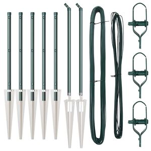 vidaXL Słupki ogrodzeniowe 7 pcs Zielony Ø32mm 100 cm