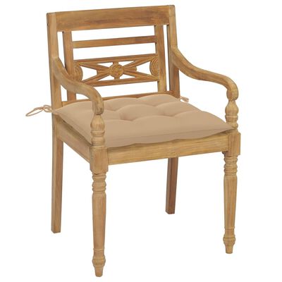 vidaXL Krzesła Batavia z poduszkami, 4 szt., lite drewno tekowe