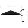 vidaXL Parasol ogrodowy z LED, ścienny, 300 cm, czarny