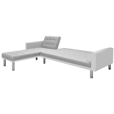 vidaXL Sofa narożna z tkaniny, 218 x 155 x 69 cm, biało-szara
