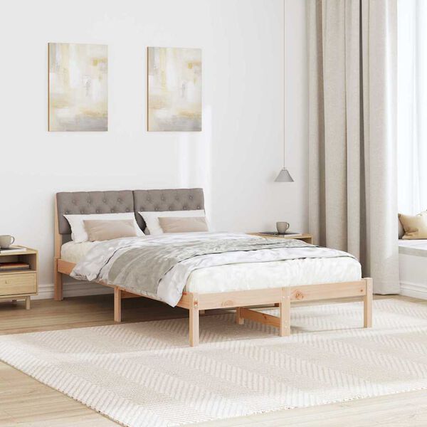 vidaXL Rama ł&oacute;żka Brązowy i taupe 120 x 190 cm Lite drewno sosnowe