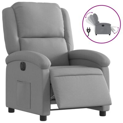 vidaXL Elektryczny fotel rozkładany, jasnoszary, obity tkaniną
