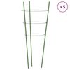 vidaXL Podp&oacute;rki dla roślin, z 3 obręczami, 5 szt, zielone, 60 cm, stal