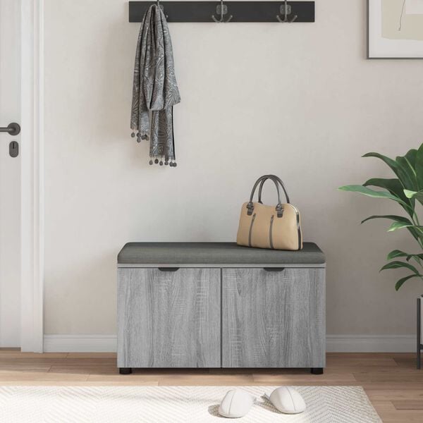 vidaXL Ławka w przedpokoju z poduszką Szary Sonoma 80 x 46 x 46 cm