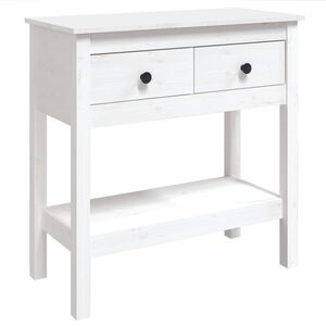 vidaXL Stolik konsolowy, biały, 75x35x75 cm, lite drewno sosnowe