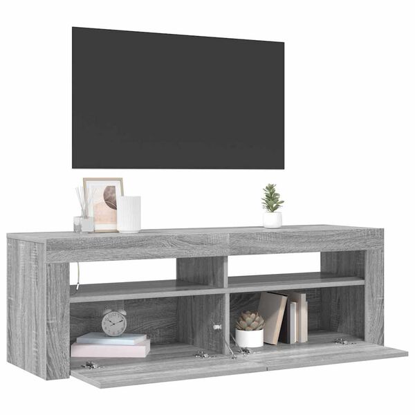 vidaXL Szafka pod TV z LED, szary dąb sonoma, 120x35x40 cm