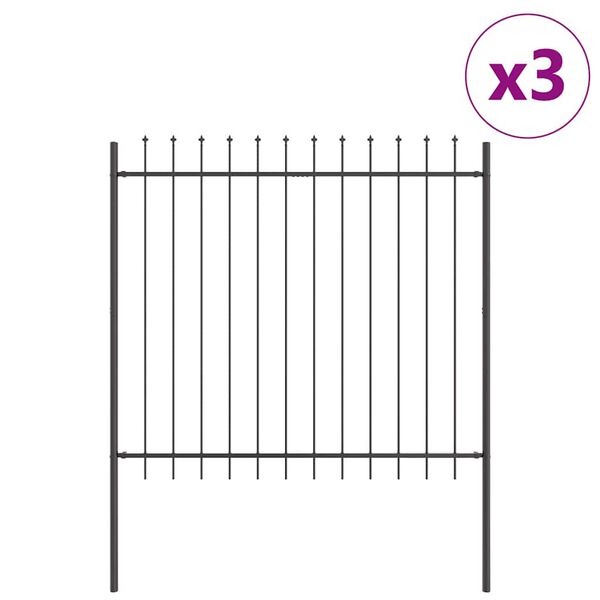 vidaXL Ogrodzenie Ogrodowe 3 pcs Szary 5,1 x 1,5 m