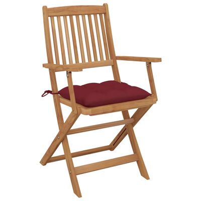 vidaXL Składane krzesła ogrodowe z poduszkami, 4 szt., drewno akacjowe