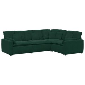 vidaXL Sofa modułowa z poduszkami aksamitna ciemnozielona