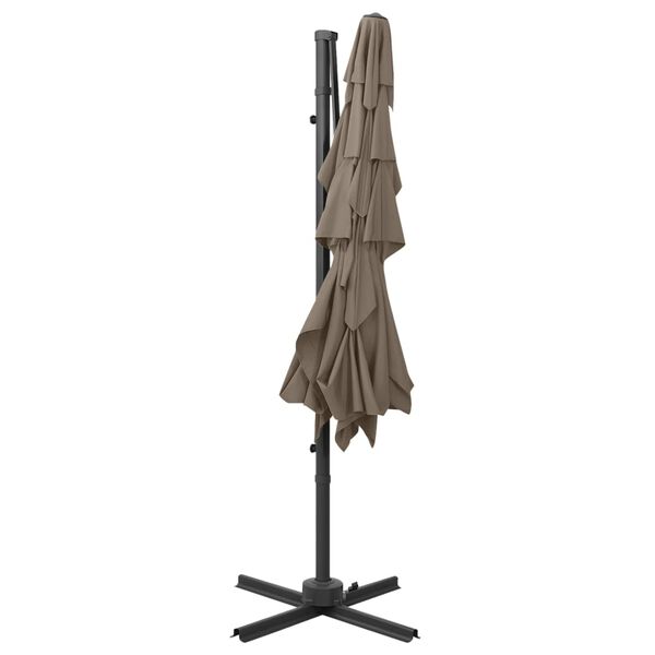 vidaXL 4-poziomowy parasol na aluminiowym słupku, taupe, 250x250 cm