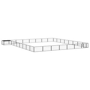 vidaXL Kojec dla psa, 32 panele, czarny, 100x50 cm, stal