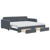 vidaXL Sofa rozsuwana z szufladami, ciemnoszara, 90x190 cm, aksamit