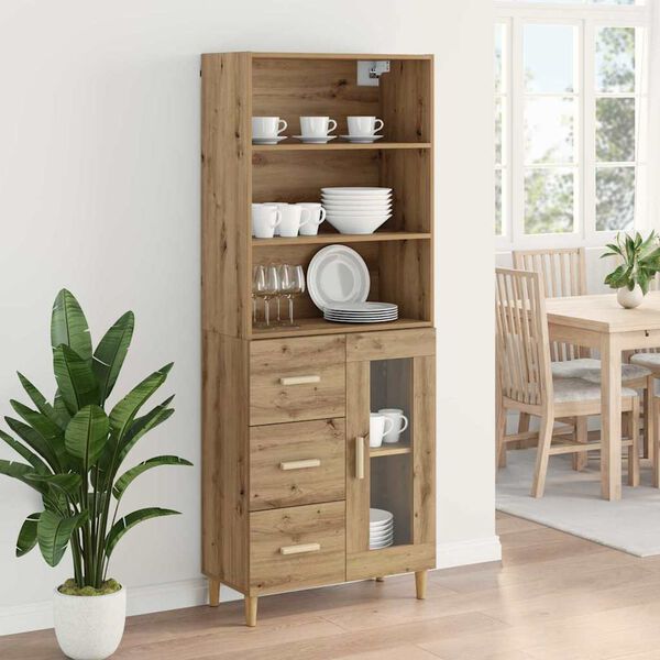 vidaXL Highboard z szufladą Dąb rzemieślniczy 69,5 x 34 x 180 cm