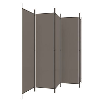 vidaXL Parawan 5-panelowy, antracytowy, 250x200 cm, tkanina