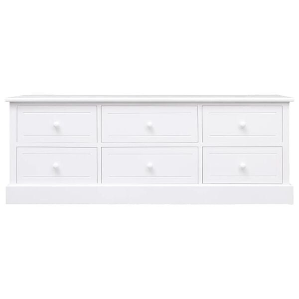 vidaXL Szafka pod TV, biała, 108x30x40 cm, drewno paulownia