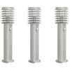vidaXL Lampy ogrodowe na słupku, z czujnikiem, 3 szt., srebrne, 60 cm