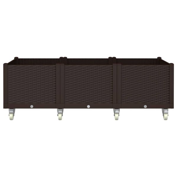 vidaXL Donica ogrodowa na k&oacute;łkach, brązowa, 150x80x54 cm, PP