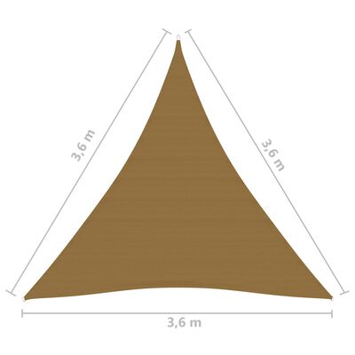 vidaXL Żagiel przeciwsłoneczny, 160 g/m², taupe, 3,6x3,6x3,6m, HDPE