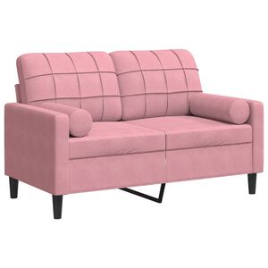 vidaXL 2-osobowa sofa z poduszkami, r&oacute;żowa, 120 cm, aksamit
