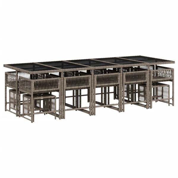 vidaXL 15-cz. zestaw mebli ogrodowych z poduszkami, szary, rattan PE