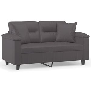 vidaXL 2-osobowa sofa z poduszkami, szara, 120 cm, sztuczna sk&oacute;ra