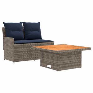 vidaXL Sofa ogrodowa z podłokietnikami i podnoszonym stołem 2 Sztuka