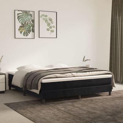 vidaXL Rama łóżka, czarna, 160 x 200 cm, tapicerowana aksamitem