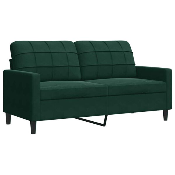 vidaXL Sofa 2-osobowa, ciemnozielona, 140 cm, tapicerowana aksamitem