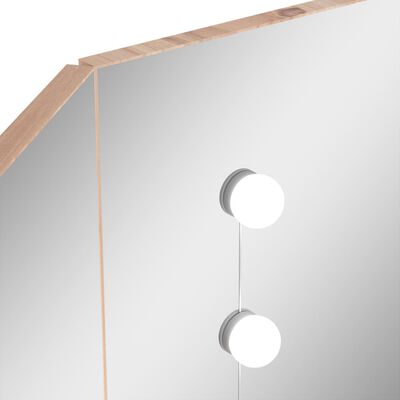 vidaXL Toaletka narożna z oświetleniem LED, dąb, 111x54x141,5 cm