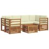 vidaXL Zestawy sof 7 pcs Naturalny i Kremowy Lite Drewno Akacji