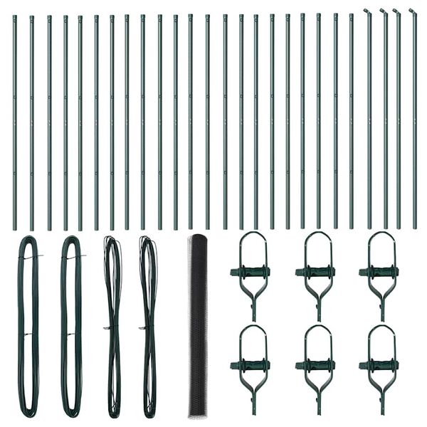 vidaXL Słupek ogrodzeniowy. Szary 50 x 1,5 m (siatka 36 mm) Stal i PVC