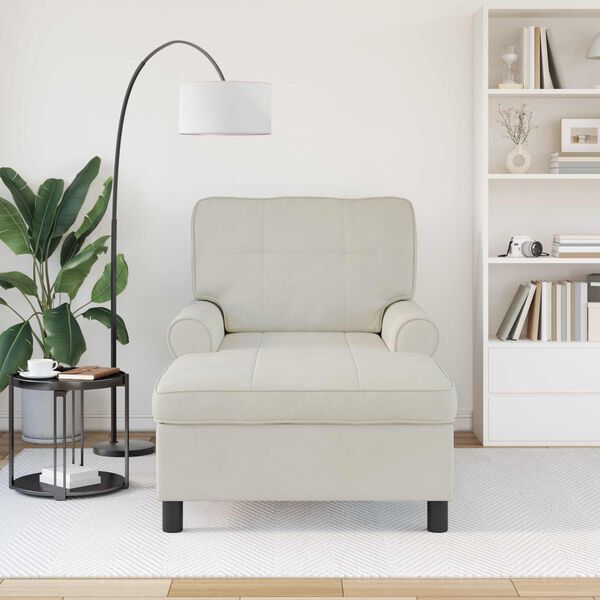 vidaXL Leżak z poduszką Kremowy 91 x 157 x 91 cm Aksamit