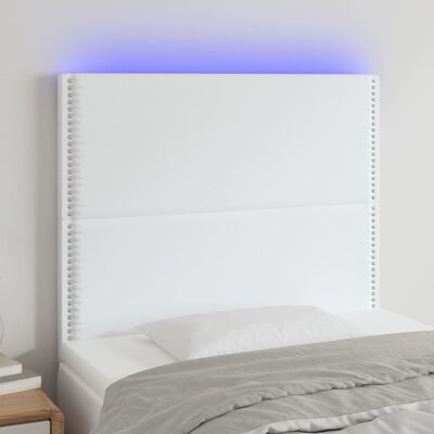 vidaXL Zagłówek do łóżka, biały, 80x5x118/128 cm, sztuczna skóra