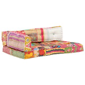 vidaXL Sofa z poduszek na paletę, tkanina, wielokolorowy patchwork