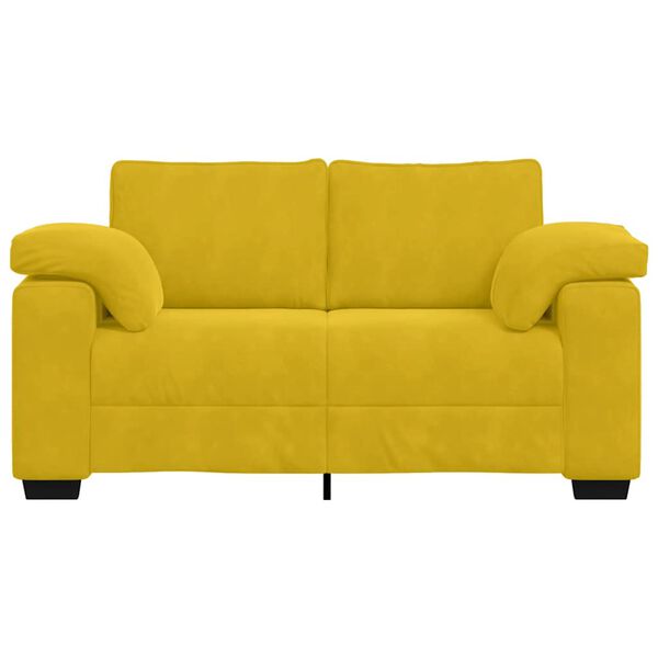 vidaXL Sofa dwuosobowa, ż&oacute;łta, 120 cm, aksamit