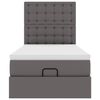 vidaXL Łóżko otomana z materacem, szara, 90x200 cm, ekoskóra