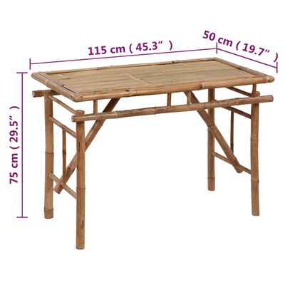 vidaXL Składany stół ogrodowy, 115x50x75 cm, bambusowy