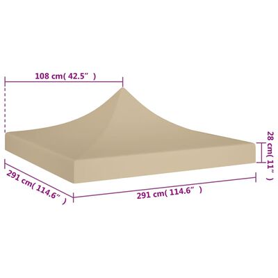 vidaXL Dach namiotu imprezowego, 3 x 3 m, beżowy, 270 g/m²