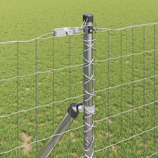 vidaXL Ogrodzenie z słupkiem Srebrny 1 x 25 m Stal i PVC