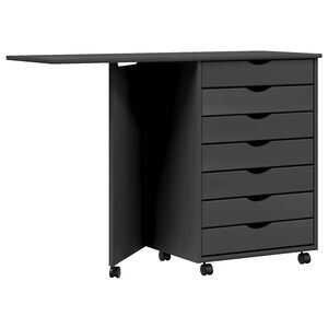 vidaXL Szafka na k&oacute;łkach z biurkiem MOSS, szara, drewno sosnowe
