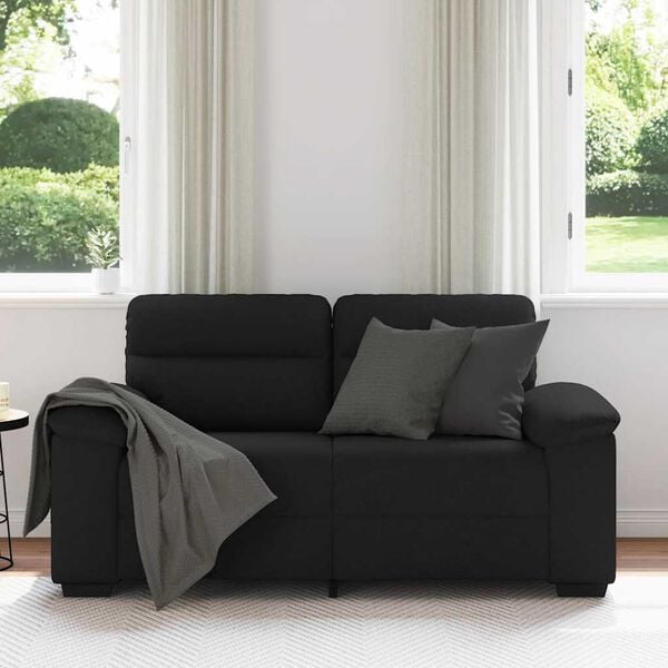 vidaXL Sofa 2-osobowa Czarna 160x81x84 cm Tkanina