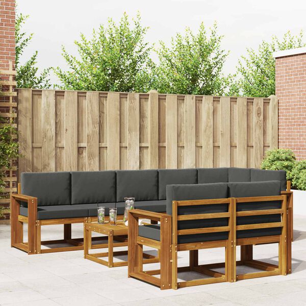 vidaXL Zestaw sof na zewnątrz z poduszką 9 pcs Naturalny i Antracytowy