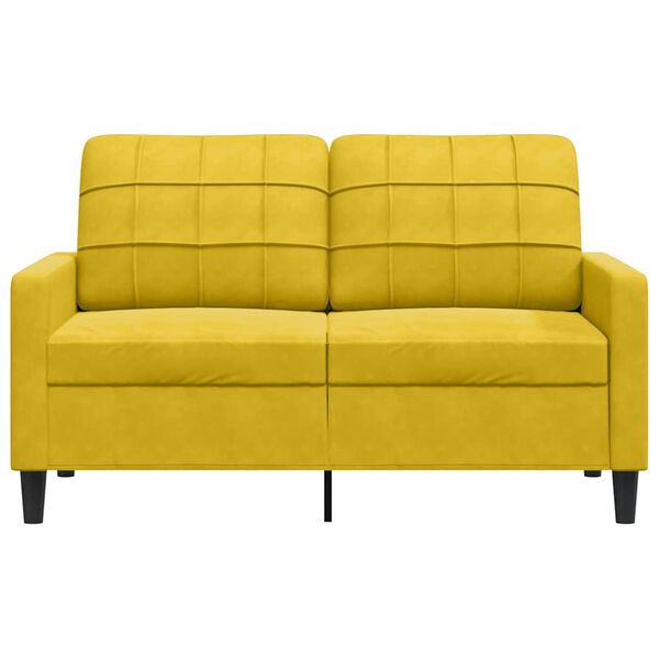 vidaXL Sofa 2-osobowa, żółta, 120 cm, tapicerowana aksamitem