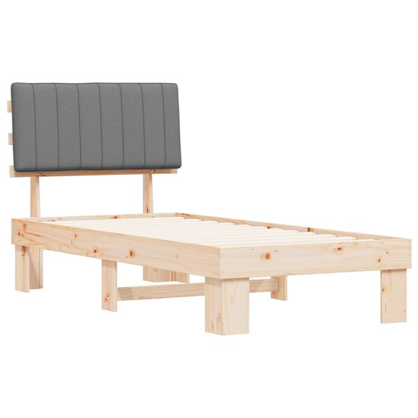 vidaXL Ramka ł&oacute;żka z tapicerowanym wezgłowiem Jasnoszary 90 x 190 cm