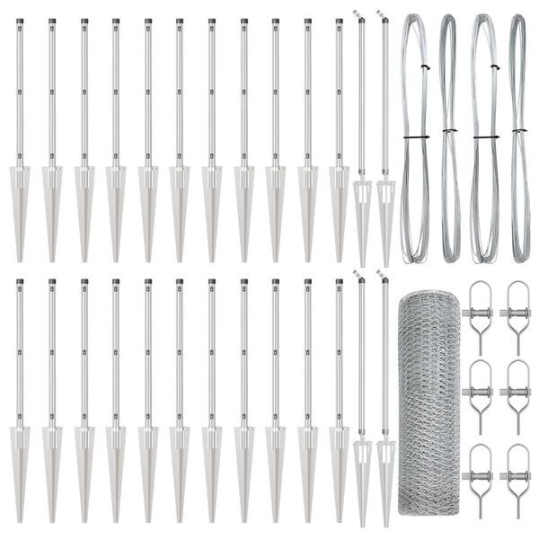 vidaXL Słupek ogrodzeniowy. Srebrny 50 x 0,5 m (rozmiar oczka 13 mm)